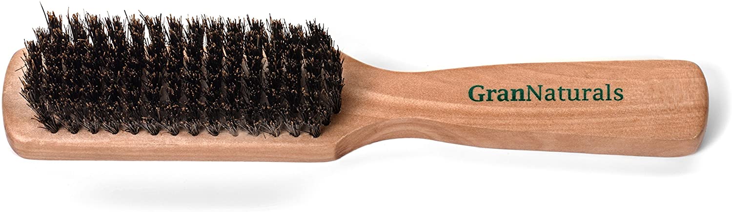 GranNaturals Mens Boar Bristle Hairbrush - Natural Wooden Club Style Hair Brush - Styling Beard Brush for Men with Thin or Thick Hair - Image 2