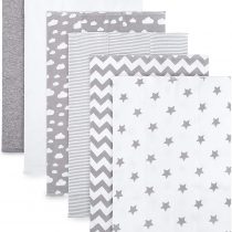 Comfy Cubs Burp Cloths 6 Pack Large 100% Cotton Washcloths Double Layered Burping Cloths Extra Absorbent and Soft for Boys and Girls (Grey Pattern, Pack of 6)