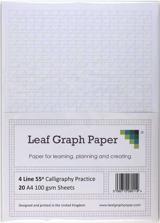 Calligraphy Practice Paper, 4 Line Style 100gsm, A4 Loose-Leaf 20 Sheet Pack