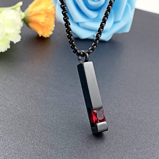 Birthstone Cuboid Locket Urn Necklaces for Ashes Cremation Jewellery Urns for Human Ashes Memorial Urn Keepsake Pendant - Image 3