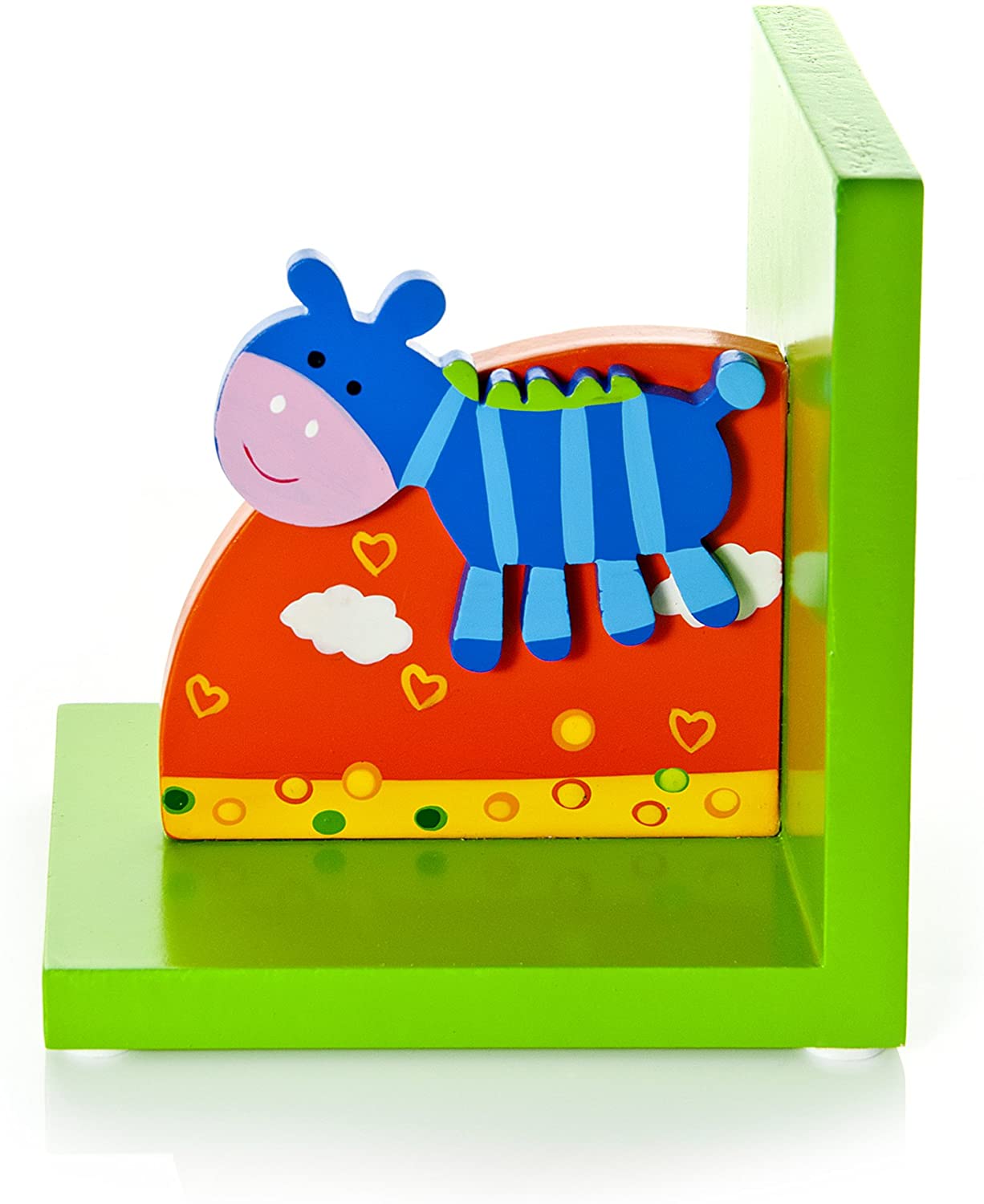 Mousehouse Gifts - Zebra Themed Wooden Bookends for Nursery Animal Book Ends for Kids' Bedrooms, Zebras, 2 Count (Pack of 1) - Image 2