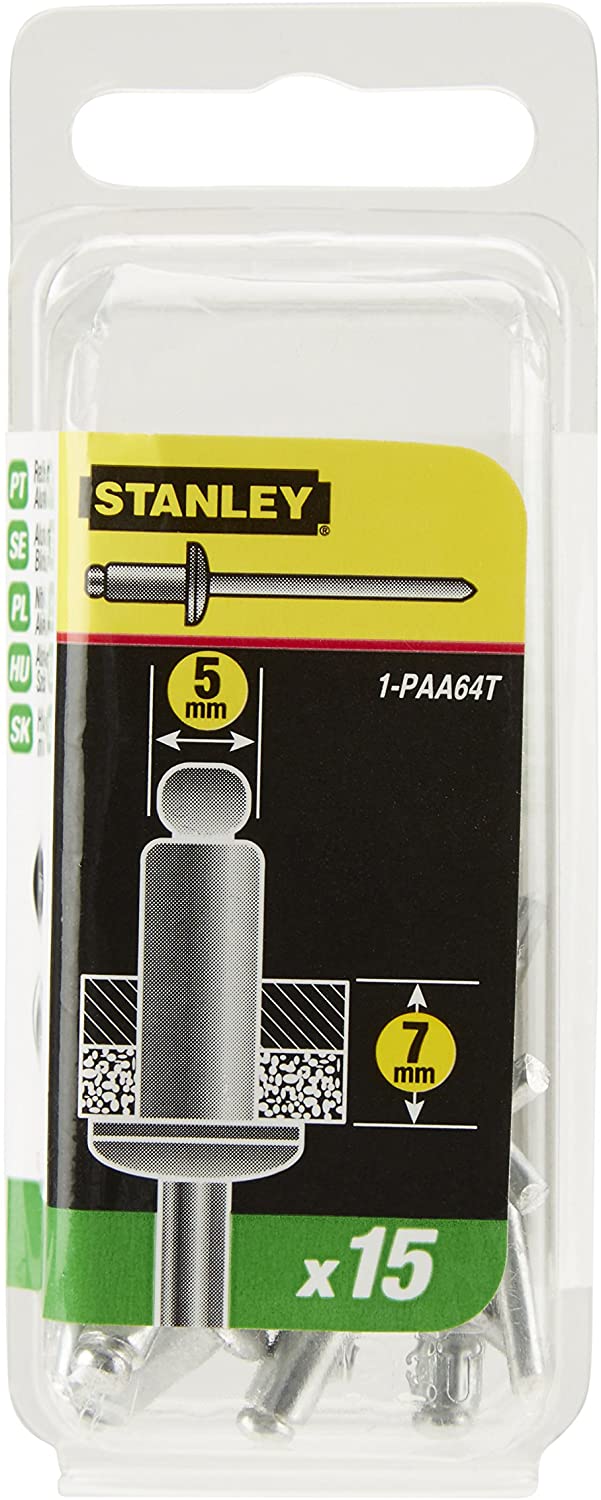 Stanley 1-PAA64T 5mm Medium Aluminium Rivets (15 Pieces), Multi, 5 mm (medium)