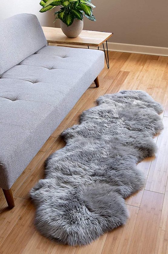 SXYHKJ Faux Sheepskin Rugs, Soft Fluffy Faux Chair Cover Hairy Washable Carpet Non Slip Mats for Chair Bed Sofa Floor with Extra Long Wool (gray, 60x160cm) - Image 4