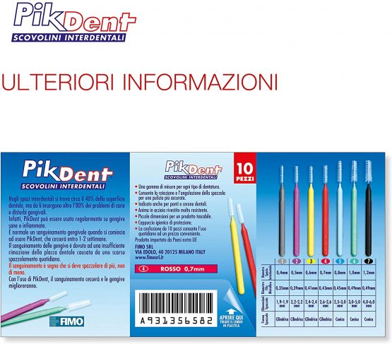 Pikdent Interdental Brushes with Coated Steel Core and Tyex Bristles Size 4 Red 0.7mm Cylindrical - 10 Brushes - Image 2