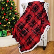 Catalonia Classy Red Plaid Sherpa Throw Blanket, Reversible Thick Soft Warm Comfy Cozy Snuggle Fleece Plush Throws for Single Bed Couch 150 x 130 cm Buffalo Check