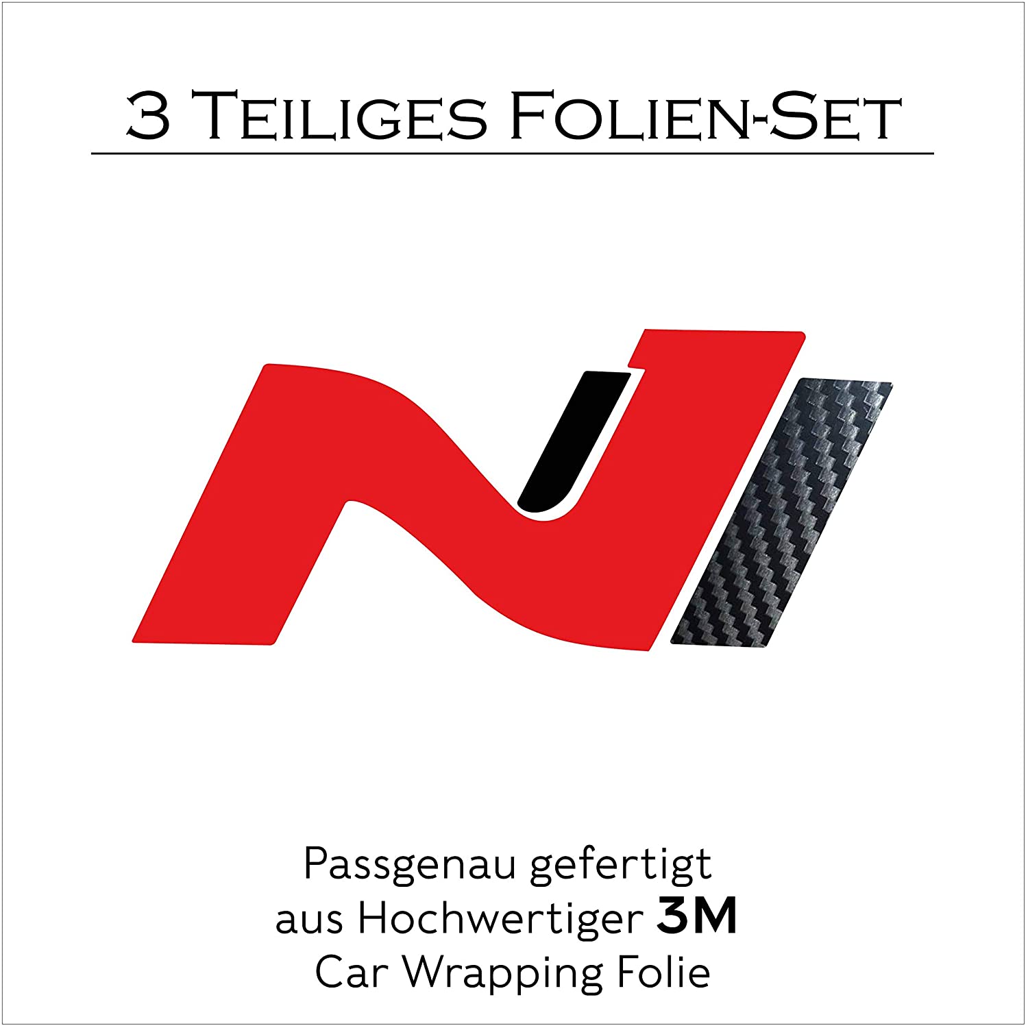 P043 3M 2080 Car Wrap Film, Emblem Overlays for N Model Radiator Front Grilles Set of 2 Stickers, Car Styling Set V1, Red - Image 2