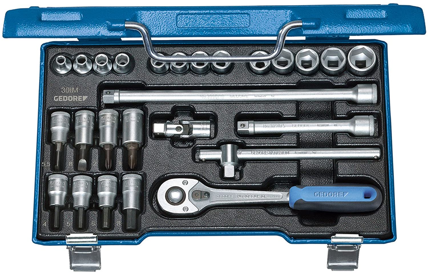 Gedore 30IMU-10 3/8-Inch Tool Set - Blue/Silver (26-Piece)