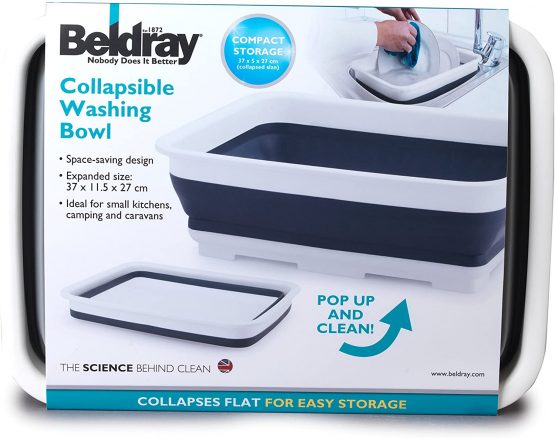 Beldray LA030191GRY Collapsible Rectangular Washing Bowl, Grey - Image 3