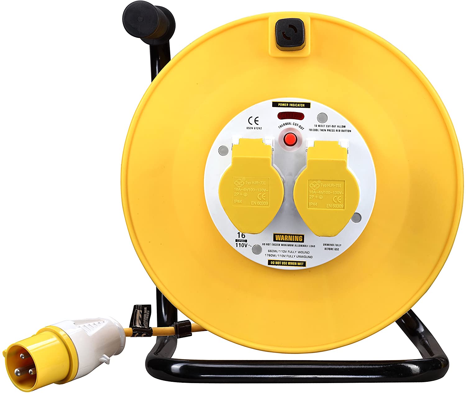 Masterplug 110 Volts Site Power Two Socket Cable Reel, 25 Metre, Yellow - Image 2