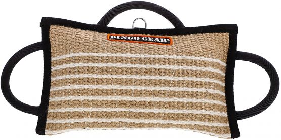 DINGO GEAR Reinforced Bite Pillow Handmade Wedge with 3 Handles for Dog Bite Training Soft Natural, Jute S00520