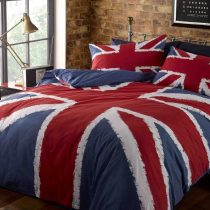 Rock N Roll Funky Union Jack British Uk Blue Red White King Size Duvet Cover Bedding Bed Set, Blue