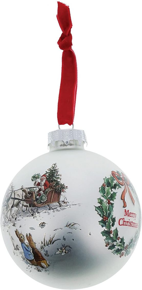 Beatrix Potter Peter and Flopsy Holding Holly Wreath Bauble, Multi-Colour - Image 2