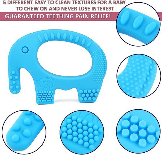 Teething Ring for Babies - BPA Free Silicone Chew Toy - Cute Easy to Hold Soft and Highly Effective Elephant Teether Rings, Teethers Best for 0-6 6-12 Months Boy Christmas Gifts Stocking Fillers - Image 2