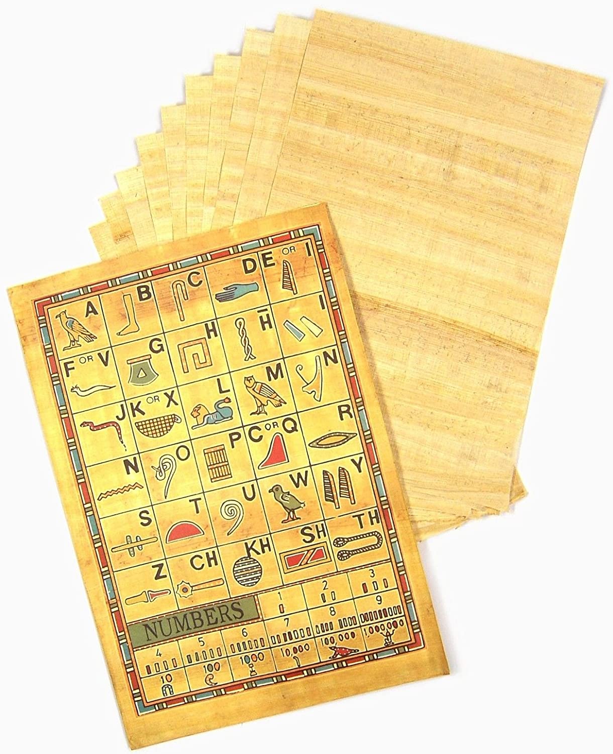 Major Brushes 10 Sheets Egyptian Papyrus Paper & Hieroglyphics INFO, White/Dark Grey Heather - Image 2