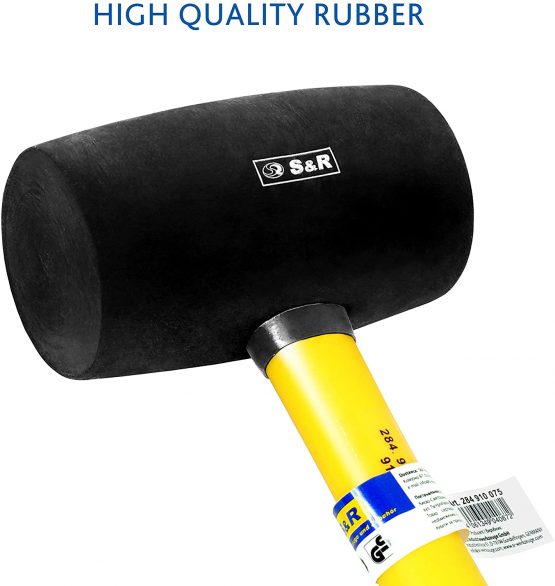 S&R Rubber Hammer Black 65 mm, 680g with Non-Slip fibreglass Handle - Image 2
