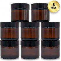 Brown Glass Cosmetic Tinted Jars with Screw on Lids and White Liners for Creams, Lotions and Essential Oils (12 Pack - 120ml)