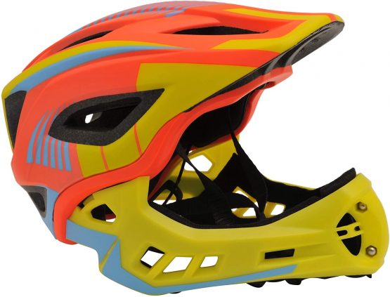 Kiddimoto Kids Full Face Bike Helmet Detachable Chin Guard Boys Girls Child Age 2 to 10 Years for Safety on Scooter Bicycle Skateboard MTB Bikes Adjustable to Fit Childs Small Head