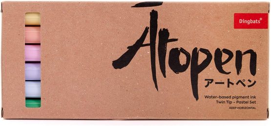 Dingbats Atopen 6-Pack Dual Tip Fineliner / Brush Pens for Calligraphy and Art Drawings (Pastel Set)