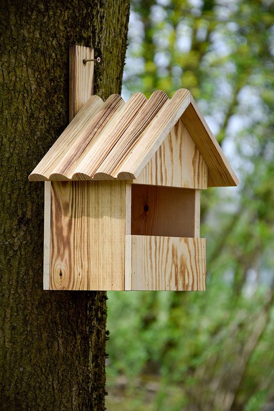dobar 13076e Flamed Large Half Open Nest Box for Alcove 22.5 x 19.5 x 33 cm Pine, Brown - Image 3