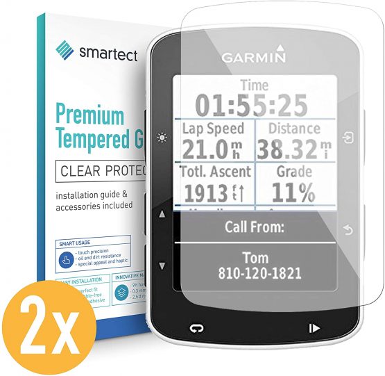 smartect Glass Screen Protector for Garmin Edge 520 820 [2 Pack] - 9H Tempered Glass - Ultra-Thin Design - Bubble-Free Installation - Anti-Fingerprint