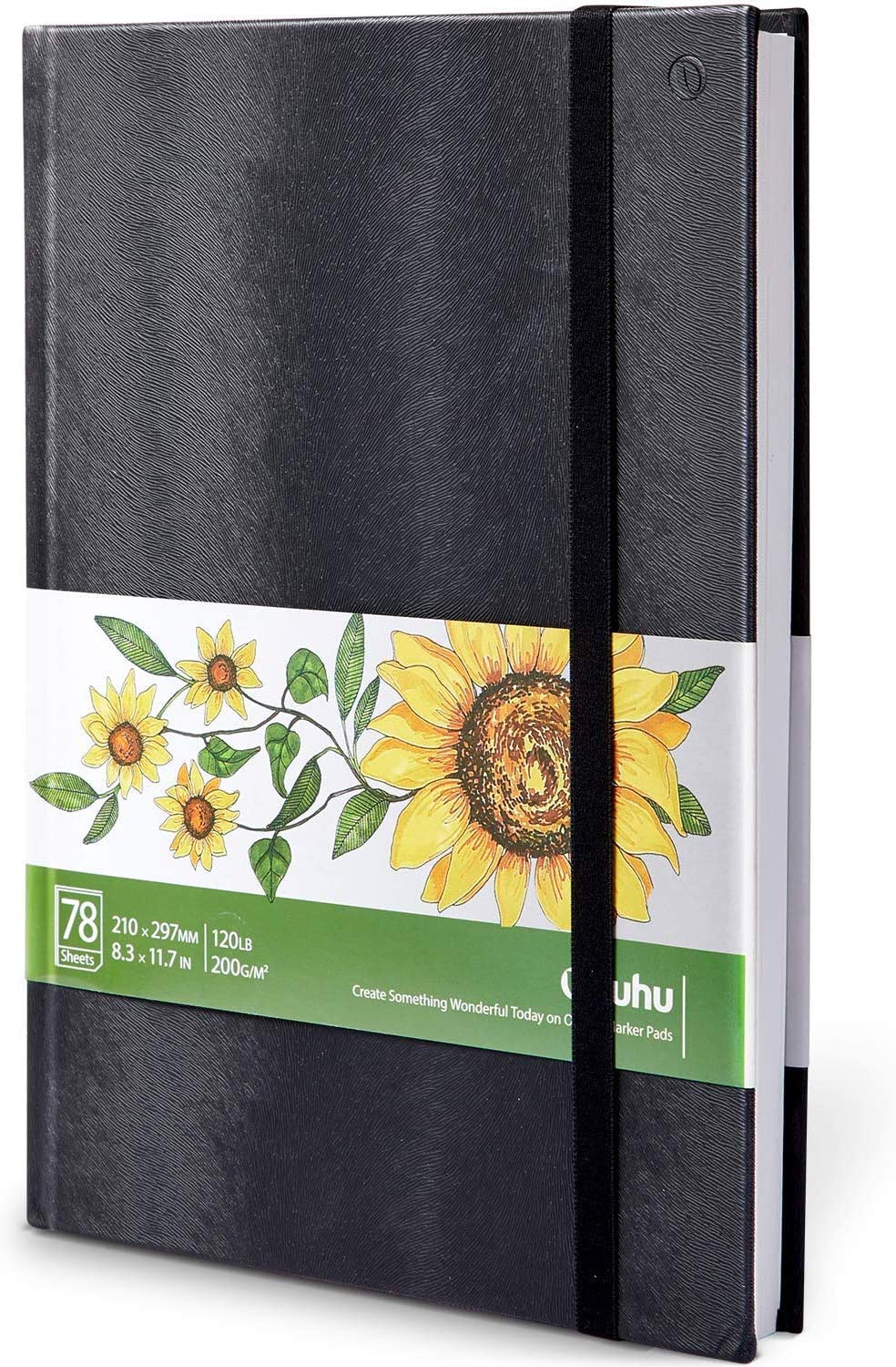 Ohuhu A4 Hardcover Sketchbook for Markers, 200GSM Heavyweight Acid-Free Paper, 156 Pages (78 Sheets), No Bleed-Through