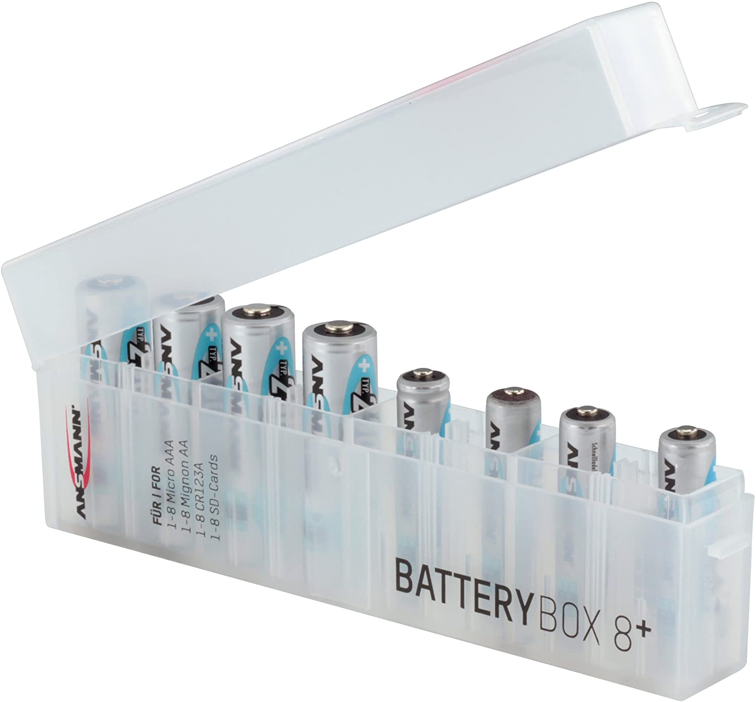 Ansmann 4000033 8-Way AA / AAA Battery Box Plus, ideal for storing your full and empty batteries, also stores memory cards - Image 3