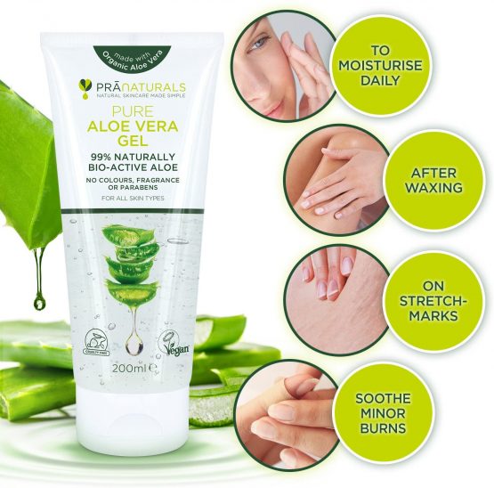 PraNaturals Pure Aloe Vera Gel 200ml – Soothing & Hydrating, Rich in vitamins, bug bites and minor burns, Ideal for all skin types, Cruelty-free & Vegan - Image 4