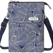 LassZone Canvas Cute Crossbody Handbags Cell Phone Purse Wallet Leaves Pattern Small Change Pouch Bags for Women Girls