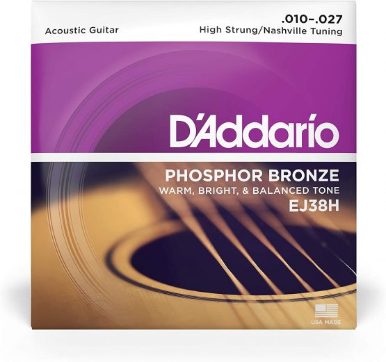 D'Addario EJ38H Phosphor Bronze High-Strung/Nashville Tuning (.010-.027) Acoustic Guitar Strings - Image 2