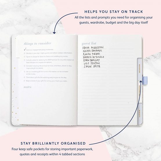 Busy B Wedding to Do Book - A5 Size White & Gold Wedding Organiser,1345,One Size - Image 4