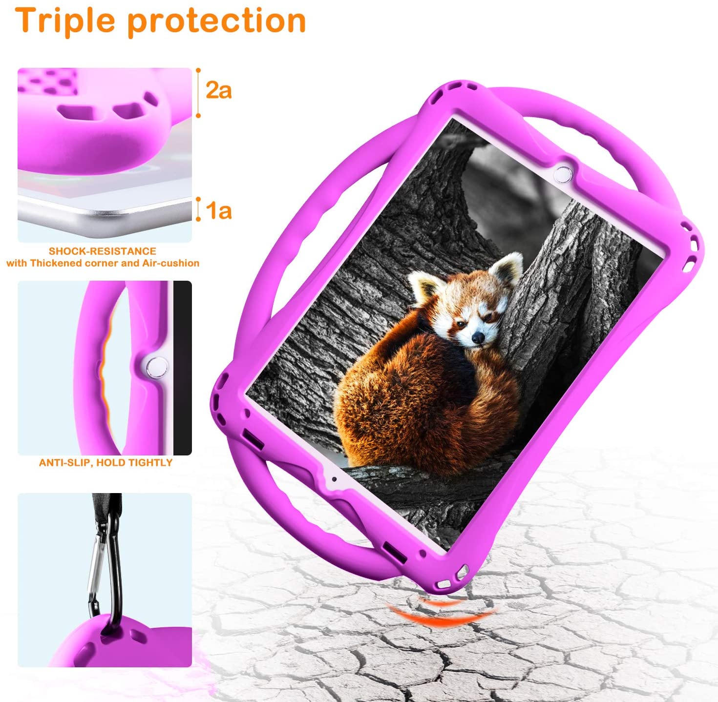 TopEsct Kids Case for iPad 9th/8th/7th Generation 10.2 inch, Built-in Handle Stand, Comes with a Strap - Image 4
