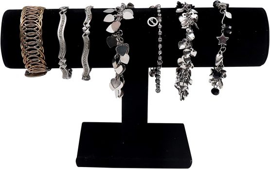 Belle Vous Black Velvet T Bar Bracelet Jewellery Display Stand (2 Pack) - Showcase Home Organiser Holder Rack For Jewellery, Watches, Necklaces and Bangles - Image 3