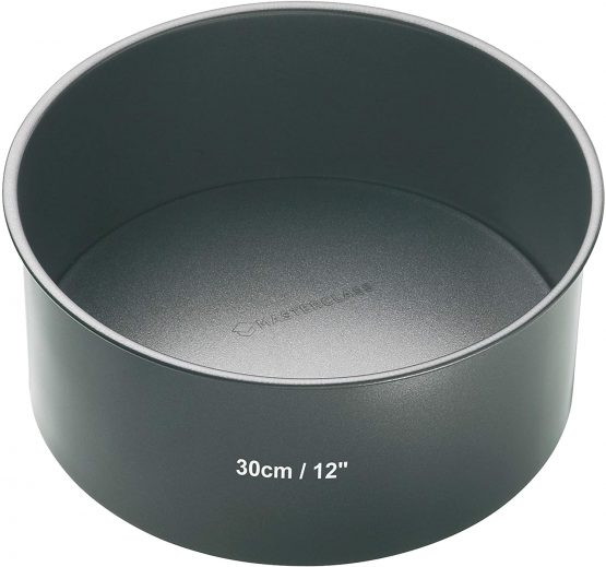 MasterClass KCMCHB57 30 cm Deep Cake Tin with PFOA Free Non Stick and Loose Bottom, 1 mm Carbon Steel, 12 Inch Large Round Pan, Grey