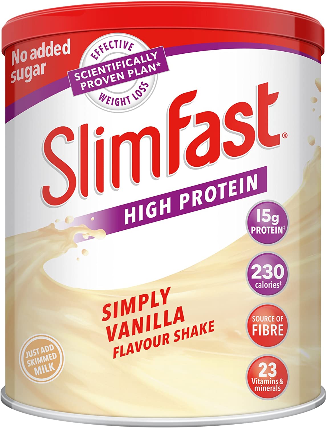 SlimFast Simply Vanilla Shake Powder, 438g, 438 g (Pack of 1)