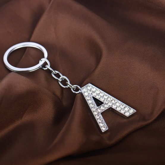 BESPMOSP A-Z Letter Keychain Keyring Crystal Shiny Family Best Friend Jewellery (A) - Image 2