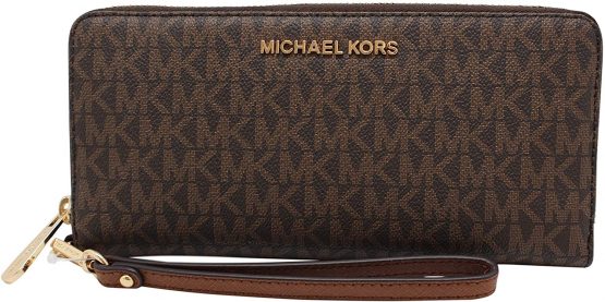 Michael Kors Women Jet Set Travel Large Travel Continental Wristlet Wallet Brown