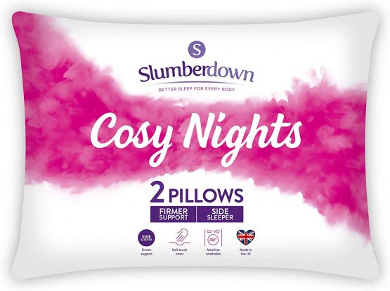 Slumberdown Cosy Nights White Pillows 2 Pack Firm Support Bed Pillows Designed for Back and Side Sleepers Bed Pillows
