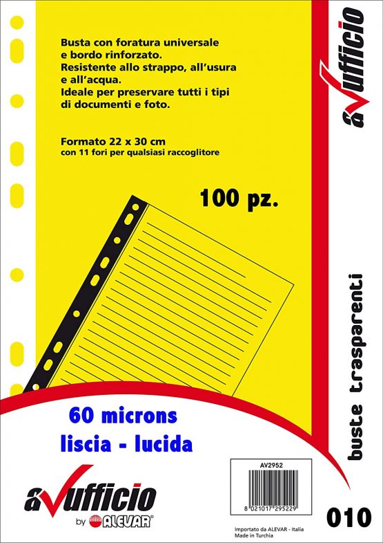 Alevar 2952/WH60LIS100 Transparent Punched Pockets