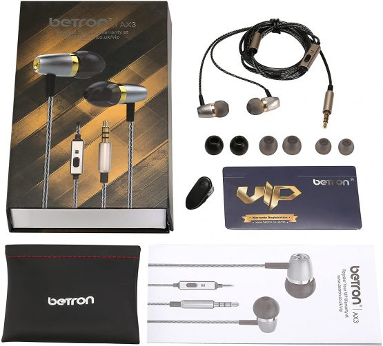 Betron AX3 Earphones Wired Headphones with Microphone In Ear Noise Isolating Earbuds 3.5 mm Jack Case Bass Driven Sound for iPhone iPad iPod Tablets Computers Laptops MP3 Players - Image 2