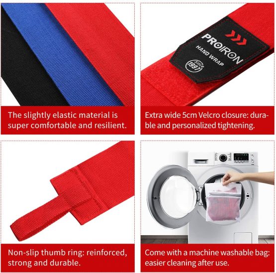 PROIRON Boxing Hand Wraps, Boxing Bandages Inner Gloves with Extra Wide Closure, Fist Wrist Protector for Men Women Kids, Great for MMA Boxing Training Gym Fitness 4.5M 2.5M (Pair) - Image 2