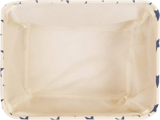 Cream Star Canvas Storage Basket Rectangle Fabric Basket with Blue Stars – Perfect for Household Storage, Fabrics or Toys. Size: 40cms x 30cms x 25cms - Image 3