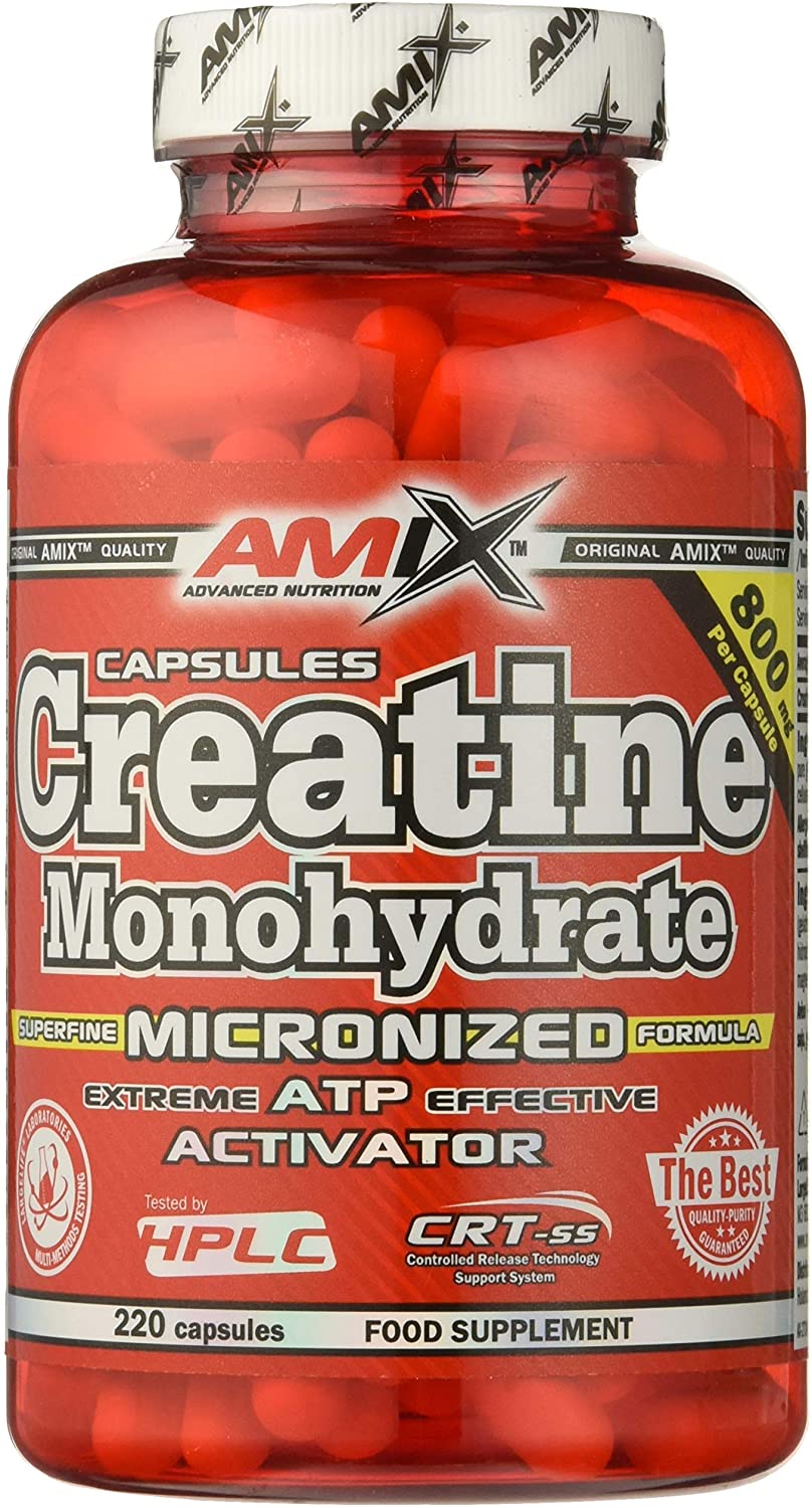 AMIX, Creatine Monohydrate, 220 Capsules, Dietary Supplement, Improves Physical Performance, Ideal for Athletes