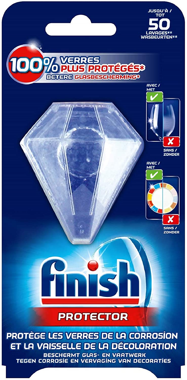 Finish Dishwasher Dish, Glass & Anti-Limescale Protector- Optimal Colour and Shine - Up to 50 Washes each, Pack of 1