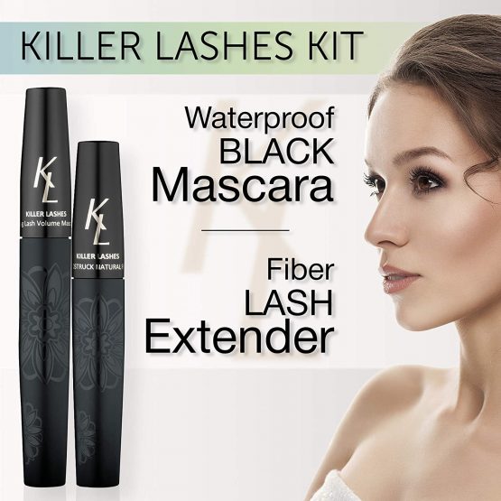 KL Killer Lashes Mascara Black and Ultimate Fibre Lash Extender for Fuller Longer Lashes - Image 2