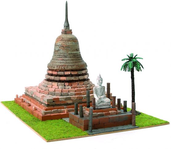 DOMUS-KITS Domus Kits40552 Geography Pagoda Budista Wat Sa Si (Sukhothai) Model, Scale 1:60, Multicoloured