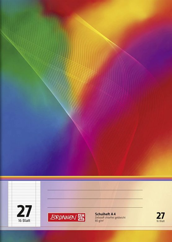 Brunnen 104492711 School Notebook A4 16 Pages Ruled with Margin Line Style 27, Pack of 10