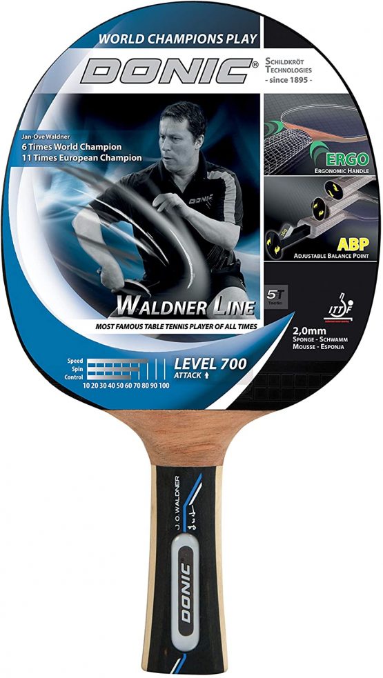 Donic-Schildkröt Waldner 700 Table Tennis Bat, ABP Handle, 2.0 mm Sponge, 3-Star Donic Pad - ITTF, 754872