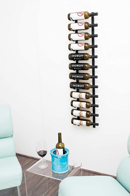 VintageView Wall Series 4 Wall Mounted Metal Wine Rack (1220mm, 12 Bottles, Satin Black) - Image 3
