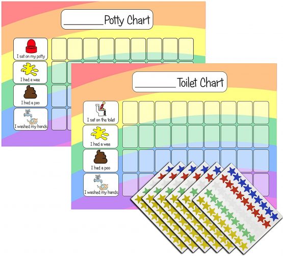 kids2learn Potty Training Reward Chart Toilet Training Reward Chart & 270 Stickers for toddlers - Rainbow Design - For Boys Girls