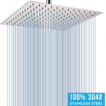 COMLIFE Fixed Shower Head 10Inch Square Rain Fixed Shower Head 304 Stainless Steel High Pressure Rainfall Shower Head with 121 Silicone Jets for The Ultimate Shower Experience